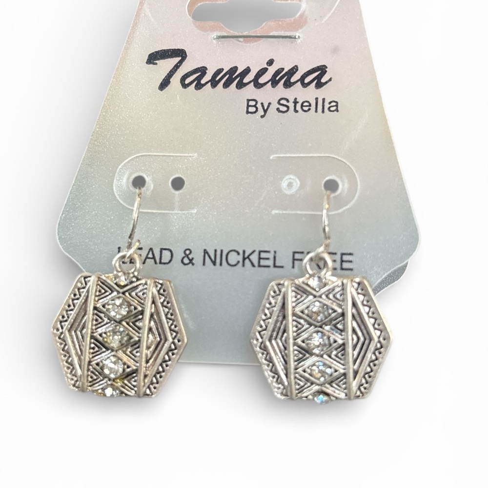 Tamina by Stella Silver Geometric Drop Earrings | New | Nickel Free